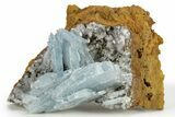 Gemmy, Blue Bladed Barite Cluster w/ Calcite - Morocco #222901-3